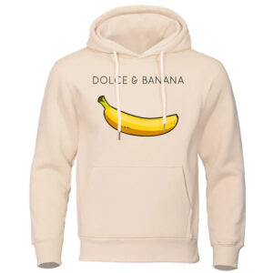 Christianartbag Hoodie, Dolce & Banana Cute Printed Men Hoodie Loose Casual Clothing Fashion Warm Fleece Hoodies Personality Street Hip Hop Sweatshirt, DOLCE & BANANA HOODIE. - Christian Art Bag