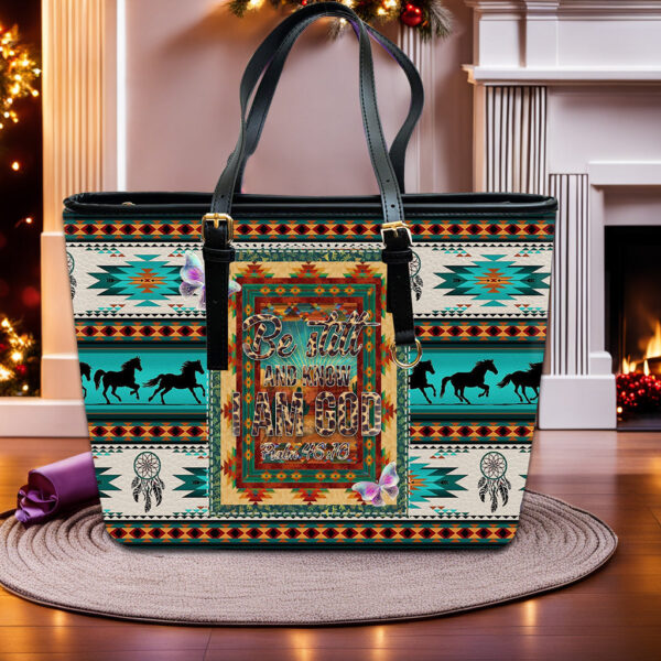 Christianartbag Handbags, Be Still And Know I Am GOD Leather Handbag, Southwest Native American embroidery Handbag, Gifts for Women, CABLTB01091023. - Christian Art Bag