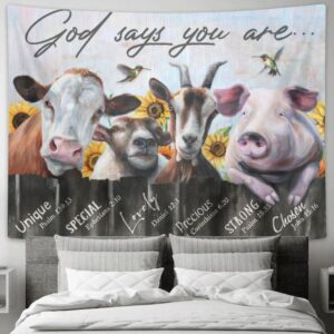 Christianartbag Tapestry, God Says You Are, Cow And Pig, Tapestry Wall Hanging, Christian Wall Art, Tapestries - Christian Art Bag