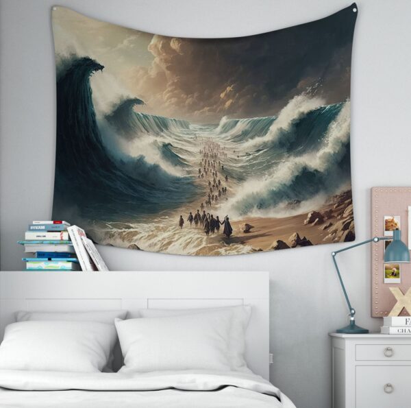 Christianartbag Tapestry, Moses Parting the Red Sea Tapestry, Jesus Christ Tapestry Wall Art, Tapestry Wall Hanging, Christian Wall Art, Tapestries, CABTP01080923. - Christian Art Bag