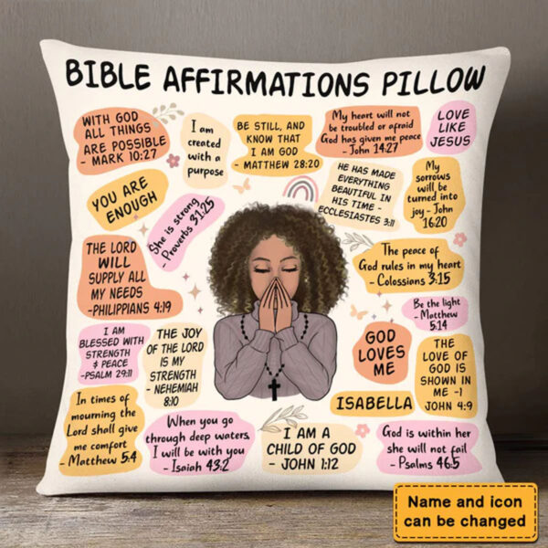 Christianartbag Pillow, Daily Bible Affirmations Pillow, Personalized Throw Pillow, Christian Gift, Christian Pillow, Christmas Gift, CABPL04100923. - Christian Art Bag