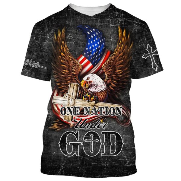 Christianartbag 3D T-Shirt, Eagle One Nation Under God, Christian T-Shirt, Christian 3D T-Shirt, Unisex T-Shirt. - Christian Art Bag