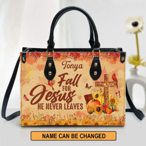 Christianartbag Handbag, Fall For Jesus He Never Leaves Cardinal and Sunflower, Personalized Gifts, Gifts for Women, Christmas Gift. - Christian Art Bag