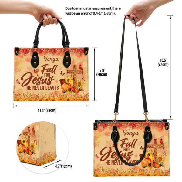 Christianartbag Handbags, Fall For Jesus He Never Leaves Cardinal & Sunflower Leather Bags, Personalized Bags, Gifts for Women, Christmas Gift, CABLTB01300723. - Christian Art Bag