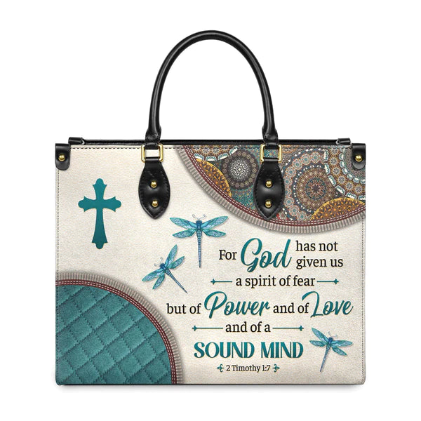 Christianart Designer Handbags, For God Has Not Given Us A Spirit Of Fear 2 Timothy 1 7 Dragonfly Mandala, Personalized Gifts, Gifts for Women. - Christian Art Bag