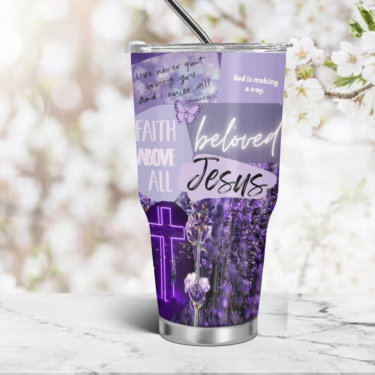 Christianartbag Drinkware, Daily Bible Personalized Tumbler , Personalized Mug, Purple Pink Tumbler, Christian Gift, CABTB12160823. - Christian Art Bag