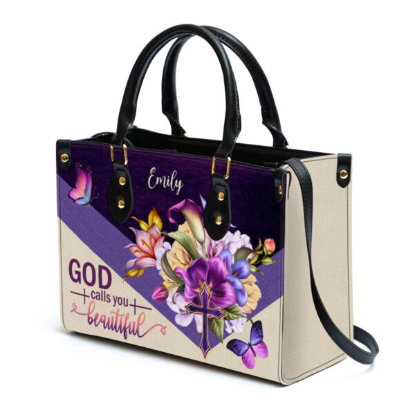 Christianartbag Handbags, God Calls You Beautiful Flower And Cross Gorgeous Leather Bags, Personalized Bags, Gifts for Women, Christmas Gift, CABLTB01300723. - Christian Art Bag