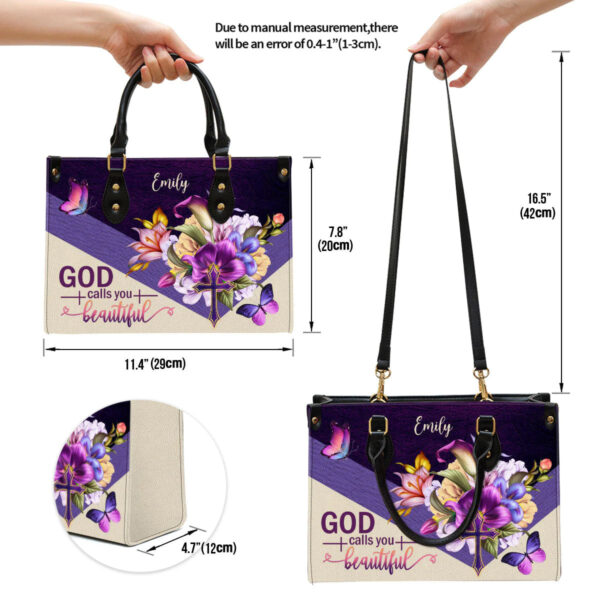 Christianartbag Handbags, God Calls You Beautiful Flower And Cross Gorgeous Leather Bags, Personalized Bags, Gifts for Women, Christmas Gift, CABLTB01300723. - Christian Art Bag