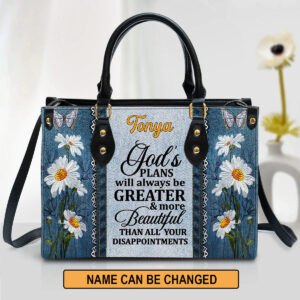 Christianart Handbag, God's Plans Will Always Be Greater Than All Your Disappointments Daisy & Butterfly, Personalized Gifts, Gifts for Women, Christmas Gift. - Christian Art Bag