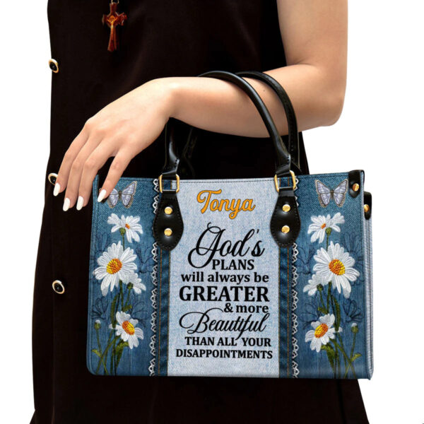 Christianart Handbag, God's Plans Will Always Be Greater Than All Your Disappointments Daisy & Butterfly, Personalized Gifts, Gifts for Women, Christmas Gift. - Christian Art Bag