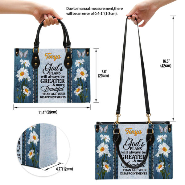 Christianart Handbag, God's Plans Will Always Be Greater Than All Your Disappointments Daisy & Butterfly, Personalized Gifts, Gifts for Women, Christmas Gift. - Christian Art Bag