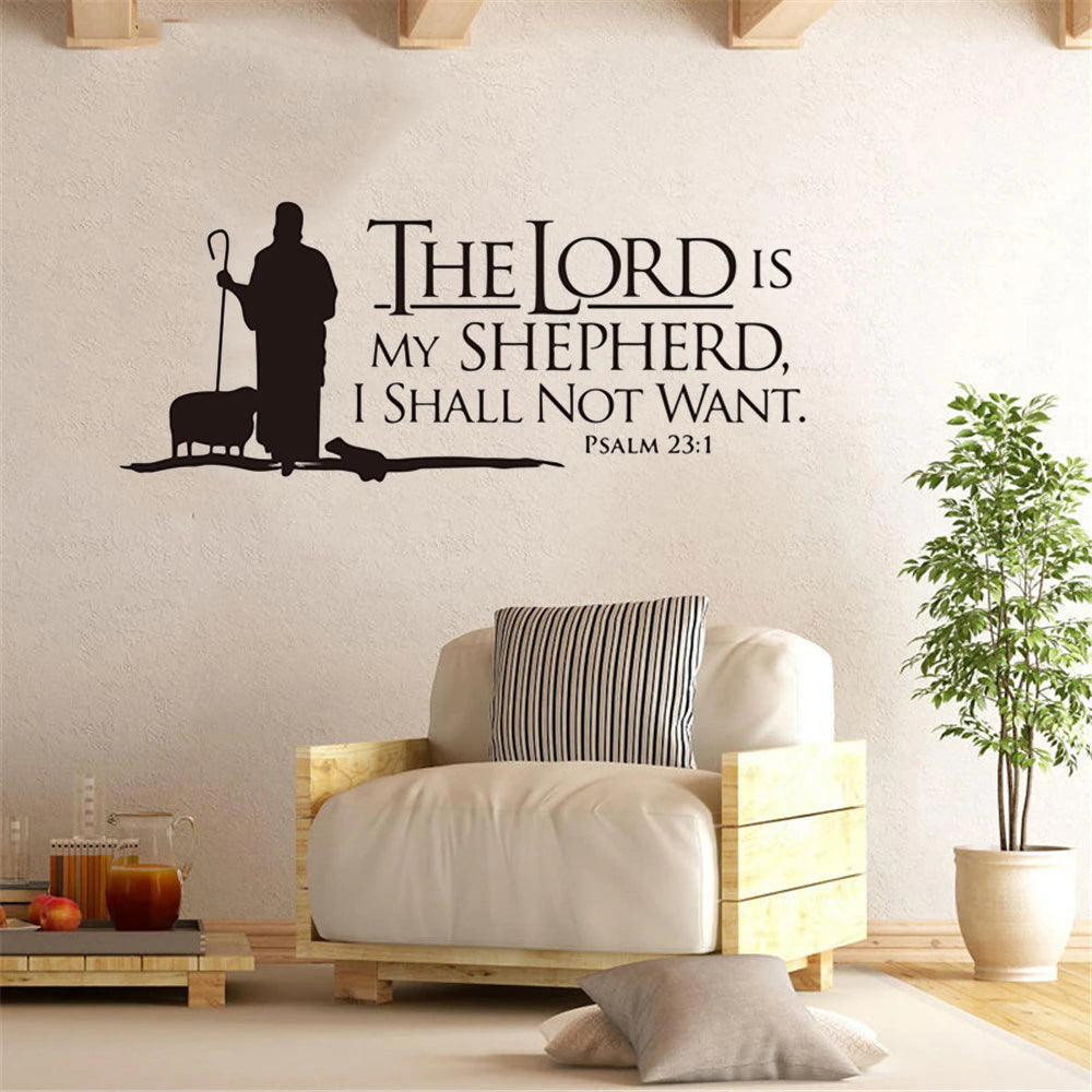 Christianartbag Home Decor, Psalms 23 The LORD is My Shepherd Wall lettering Mural Vinyl Decals Bible Verse Wall Art Vinyl Stickers Christian - Christian Art Bag