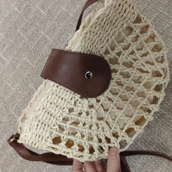 Christianartbag Handmade Bag, Summer & Autumn Straw Bag For Women Fashion Semicircle Crossbody Bags Rattan Handmade Messenger Handbag Travel Beach Bags Tote, CABHMB05141023. - Christian Art Bag