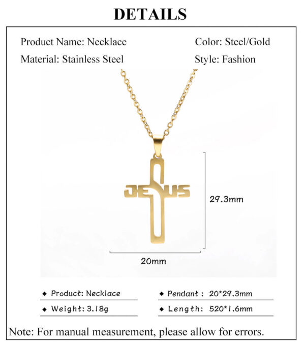 Christianartbag Jewelry, Jesus Cross Hollow Pendant Necklaces for Women Men Christian Chocker Wholesale Stainless Steel Jewelry,CABJWL03270723 - Christian Art Bag