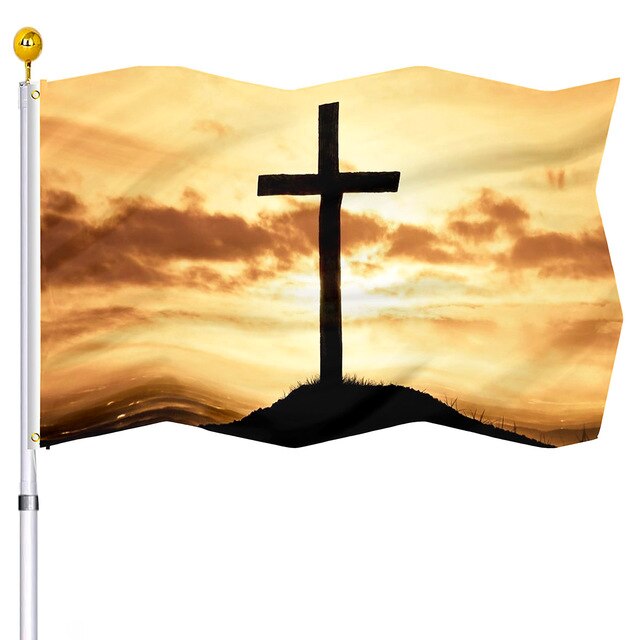 Christianartbag Flag Decor, Christianity Cross Flag Home Room Dormitory Decoration Outdoor Decor Polyester Banners and Flags Brass Grommets Women Men Gift - Christian Art Bag