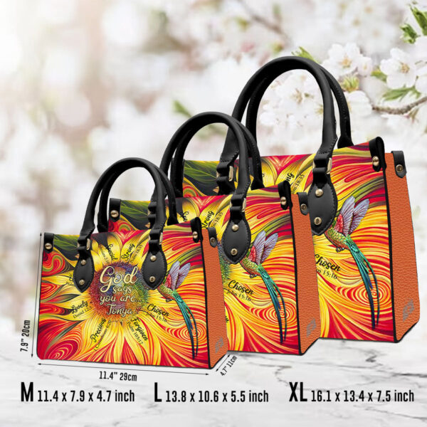 Christianartbag Handbags, GOD Says You Are Leather Handbag, Sunflower Hummingbird Leather Handbag, Gifts for Women, CABLTB01181023. - Christian Art Bag