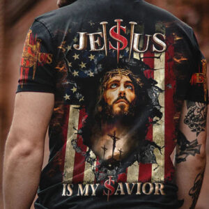 Christianartbag 3D T-Shirt For Men, Jesus Is My Savior Crack Flag Men's All Over Print Shirt , Christian T-Shirt, Christian 3D T-Shirt, Unisex T-Shirt. - Christian Art Bag