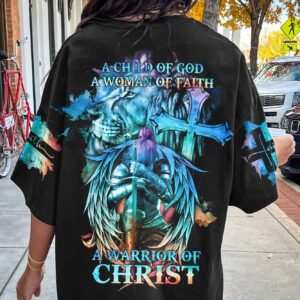 Christianartbag 3D T-Shirt For Women, A Child Of God A Woman Of Faith Lion Warrior, Christian Shirt, Faithful Fashion, 3D Printed Shirts for Christian Women - Christian Art Bag