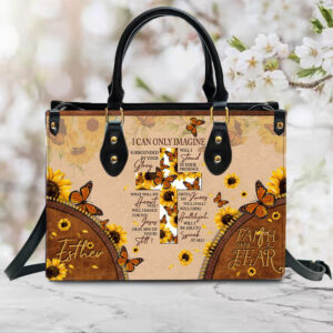 Christianartbag Handbags, I Can Only Imagine Leather Handbag, Butterfly Sunflower Cross Leather Handbag, Gifts for Women, CABLTB02311023. - Christian Art Bag