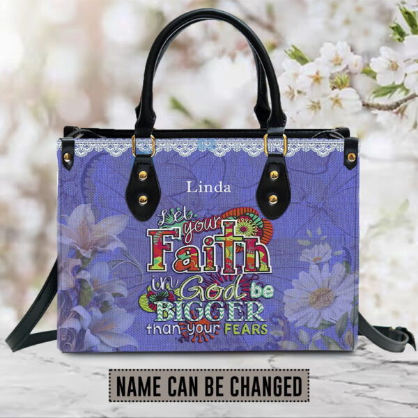 Christianartbag Handbags, Let Your Faith Be Bigger Than Your Fear Leather Handbag Purple, Personalized Bags, Gifts for Women, Christmas Gift, CABLTB01061023. - Christian Art Bag