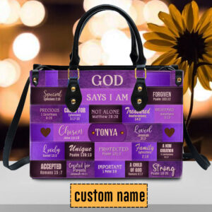 Christianartbag Handbags, God Says You Are Leather Handbag Purple, Personalized Bags, Gifts for Women, Christmas Gift, CABLTB02220923. - Christian Art Bag