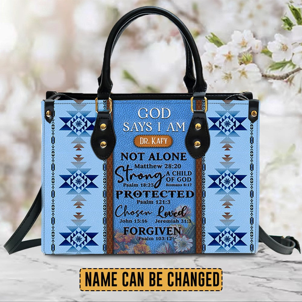 Christianartbag Handbags, GOD Says I Am Leather Handbag, Vintage hand-woven southwest lacing design Leather Handbag, Gifts for Women, CABLTB02131023. - Christian Art Bag