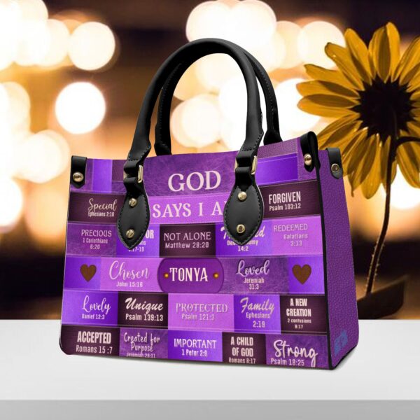 Christianartbag Handbags, God Says You Are Leather Handbag Purple, Personalized Bags, Gifts for Women, Christmas Gift, CABLTB02220923. - Christian Art Bag