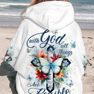 Christianartbag Clothing, With God All Things Are Possible Women's All Over Print Shirt, Graphic Hoodie, Christian Clothing, Christmas Gift, CABCT02141123. - Christian Art Bag