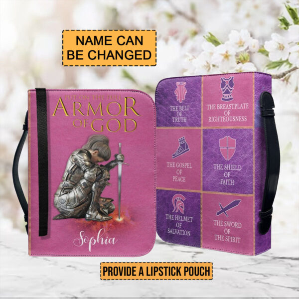 Christianartbag Bible Cover, Put On The Full Armor Personalized Bible Cover, Personalized Bible Cover, Pink Purple Bible Cover, Christmas Gift, CABBBCV07160823. - Christian Art Bag