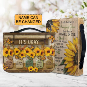 Christianartbag Bible Cover, It's Okay Personalized Bible Cover, Sunflower Butterfly Bible Cover, Personalized Bible Cover, Christmas Gift, CABBBCV02270923. - Christian Art Bag