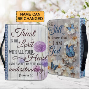 Christianartbag Bible Cover, Be Still And Know That I Am GOD Personalized Bible Cover, Butterfly and Flower Bible Cover, Personalized Bible Cover, Christmas Gift, CABBBCV01270923. - Christian Art Bag