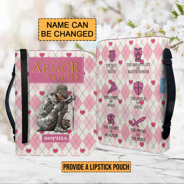 Christianartbag Bible Cover, Put On The Full Armor Of God Personalized Bible Cover, Personalized Bible Cover, Pink Bible Cover, Christmas Gift, CABBBCV01210823. - Christian Art Bag