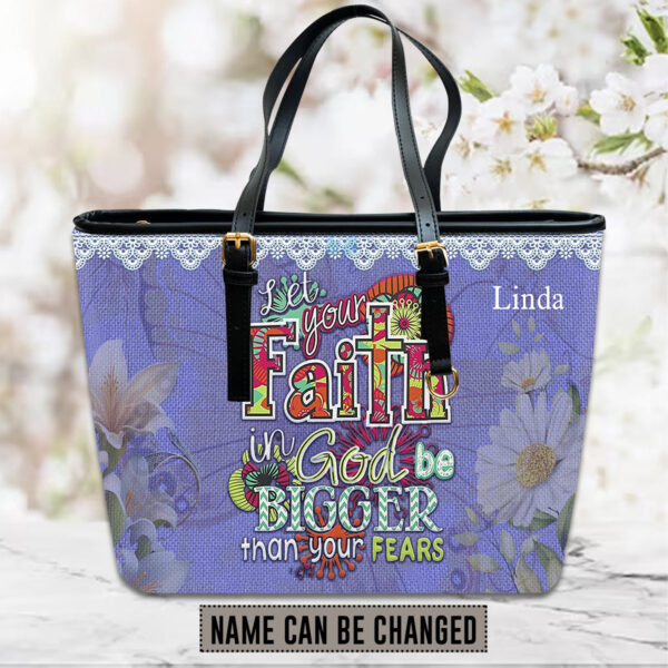 Christianartbag Handbags, Let Your Faith Be Bigger Than Your Fear Leather Handbag Purple, Personalized Bags, Gifts for Women, Christmas Gift, CABLTB01061023. - Christian Art Bag