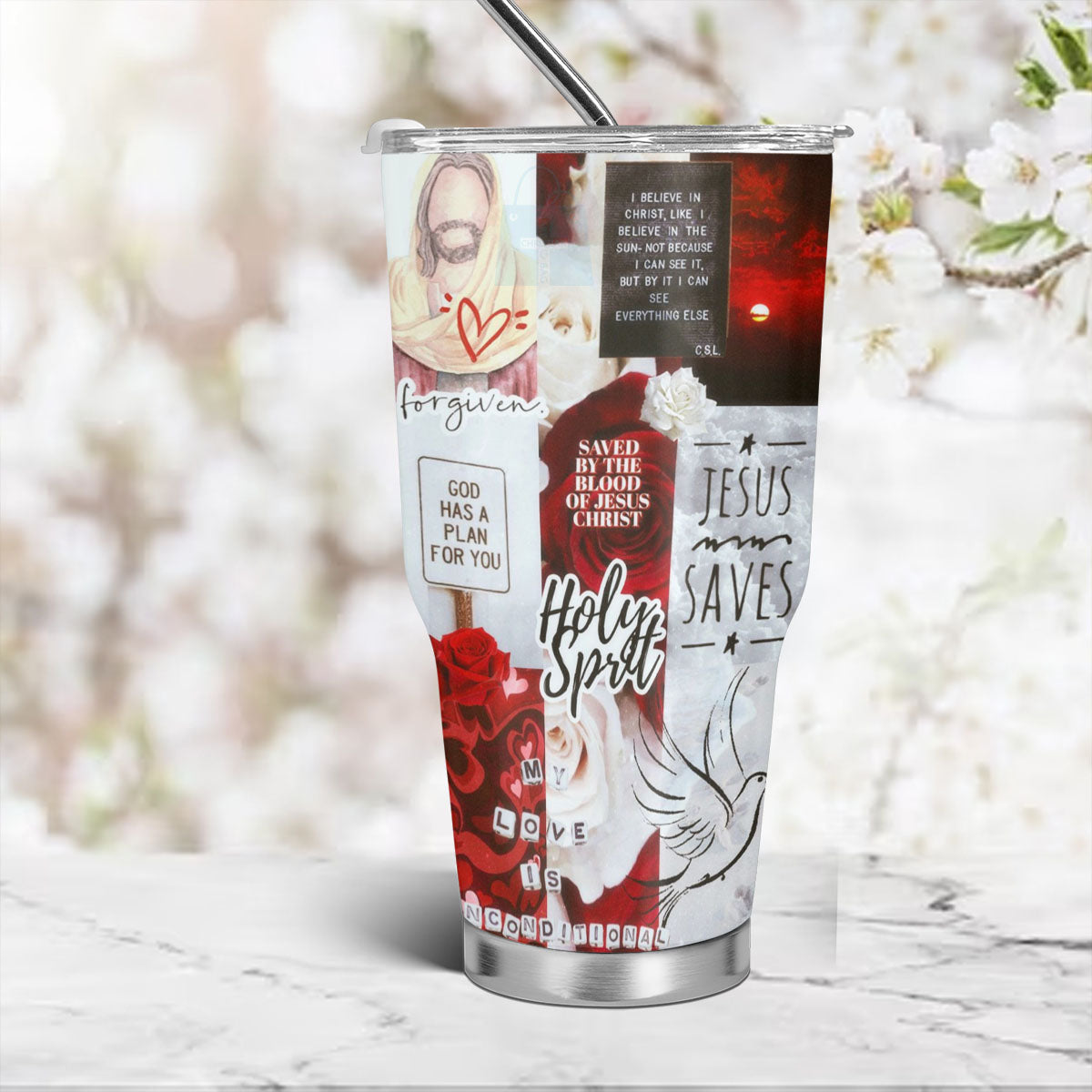 Christianartbag Drinkware, Daily Bible Personalized Tumbler , Personalized Mug, Red Tumbler, Christian Gift, CABTB02170823. - Christian Art Bag