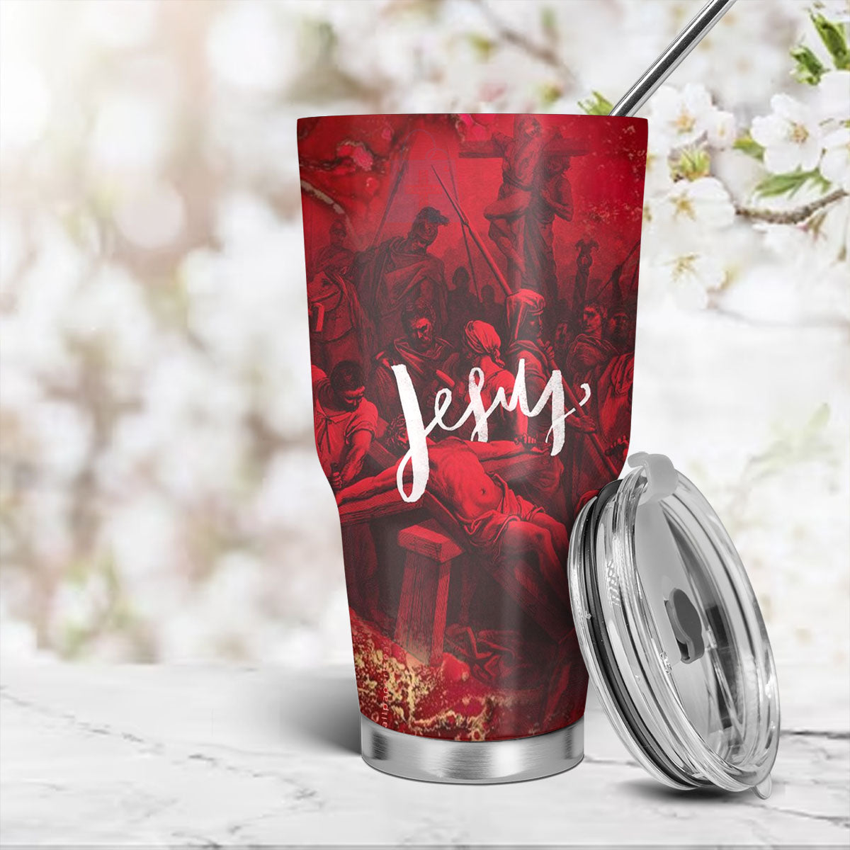 Christianartbag Drinkware, Daily Bible Personalized Tumbler , Personalized Mug, Red Black Tumbler, Christian Gift, CABTB03170823. - Christian Art Bag