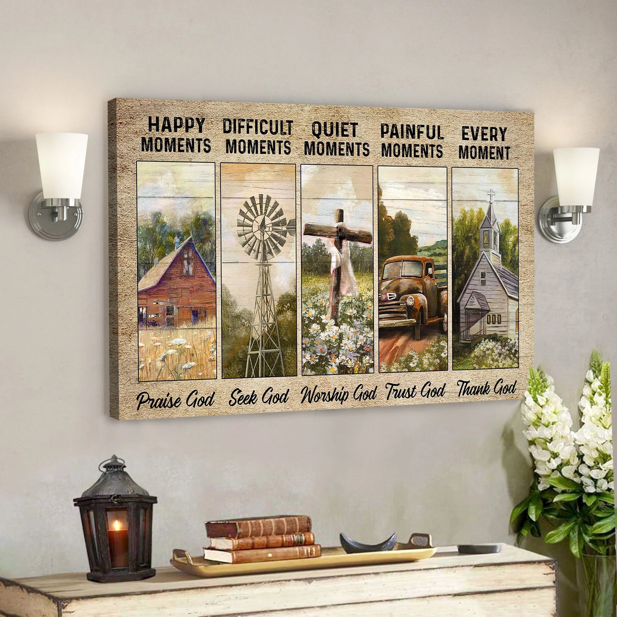 Christianartbag Home Decor, Beautiful Farm Land, Every Moment Thank God, Bible Verse Canvas, Scripture Canvas Wall Art - Christian Art Bag