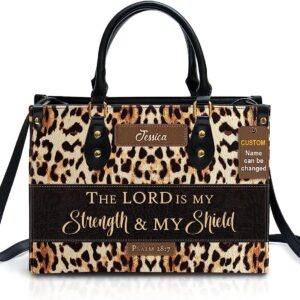 Christianartbag Handbags, The Lord Is My Strength & My Shield Psalm 28:7 Leather Bags, Personalized Bags, Gifts for Women, Christmas Gift, CABLTB01300723. - Christian Art Bag