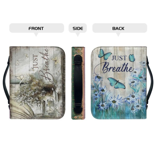 Christianartbag Bible Cover, Just Breathe Bible Cover, Personalized Bible Cover, Butterfly Flower Bible Cover, Christian Gifts, CAB01061123. - Christian Art Bag