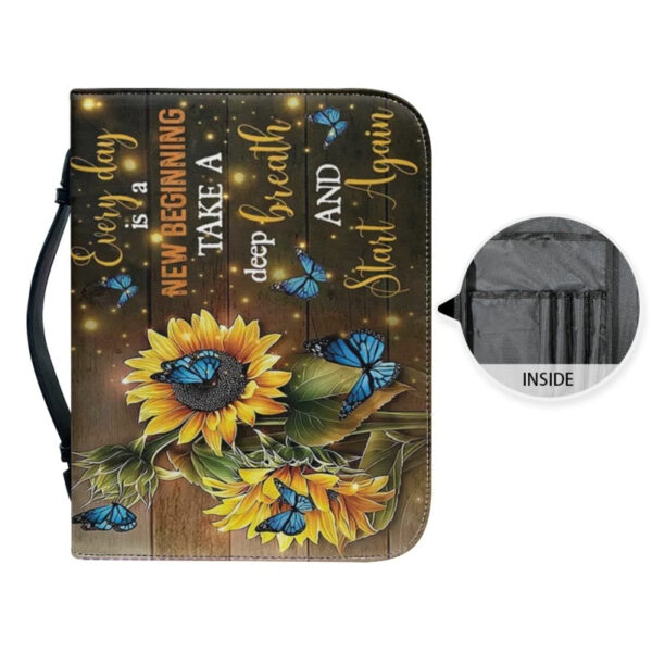 Christianartbag Bible Cover, Every Day Is A New Beginning Bible Cover, Personalized Bible Cover, Sunflower Butterfly Hummingbird Bible Cover, Christian Gifts, CAB18081123. - Christian Art Bag