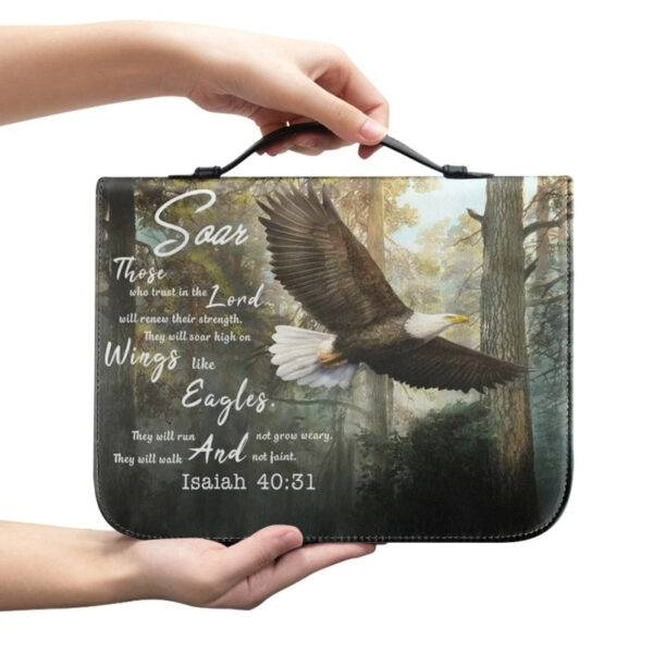 Christianartbag Bible Cover, Soar Those Who Trust In The Lord Isaiah 40:31 Bible Cover, Personalized Bible Cover, Eagle Cross Lion Bible Cover, Christian Gifts, CAB19081123. - Christian Art Bag