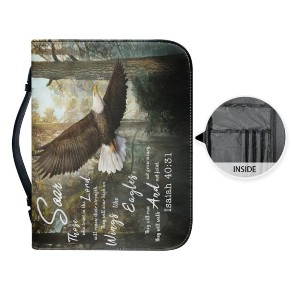 Christianartbag Bible Cover, Soar Those Who Trust In The Lord Isaiah 40:31 Bible Cover, Personalized Bible Cover, Eagle Cross Lion Bible Cover, Christian Gifts, CAB19081123. - Christian Art Bag