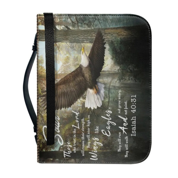 Christianartbag Bible Cover, Soar Those Who Trust In The Lord Isaiah 40:31 Bible Cover, Personalized Bible Cover, Eagle Cross Lion Bible Cover, Christian Gifts, CAB19081123. - Christian Art Bag