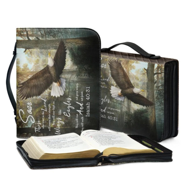 Christianartbag Bible Cover, Soar Those Who Trust In The Lord Isaiah 40:31 Bible Cover, Personalized Bible Cover, Eagle Cross Lion Bible Cover, Christian Gifts, CAB19081123. - Christian Art Bag