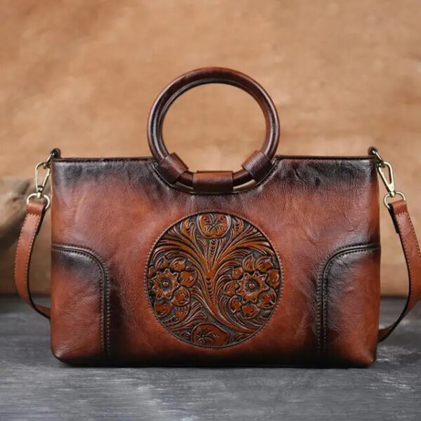 Christianartbag Handmade Leather Bag, New Retro Handmade Embossed Shoulder Bag for Women High Quality Leather Women Handbag Large Capacity Female Messenger Purse Bags, CABHMB07141023 - Christian Art Bag