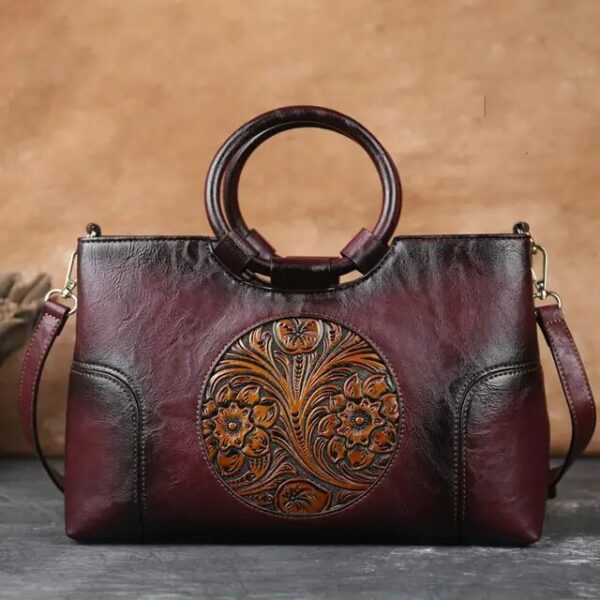 Christianartbag Handmade Leather Bag, New Retro Handmade Embossed Shoulder Bag for Women High Quality Leather Women Handbag Large Capacity Female Messenger Purse Bags, CABHMB07141023 - Christian Art Bag