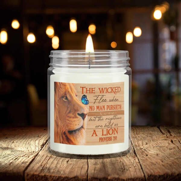 Christianartbag Candles, The Wicked Flee When No Man Pursueth Lion, Christian Candles, Bible Verse Candles, Natural Candle, Soy Wax Candle 9oz, Christmas Gift. - Christian Art Bag