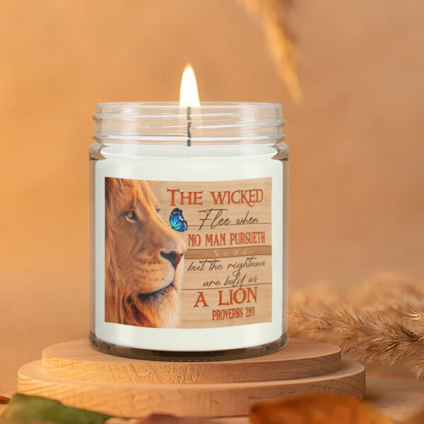 Christianartbag Candles, The Wicked Flee When No Man Pursueth Lion, Christian Candles, Bible Verse Candles, Natural Candle, Soy Wax Candle 9oz, Christmas Gift. - Christian Art Bag