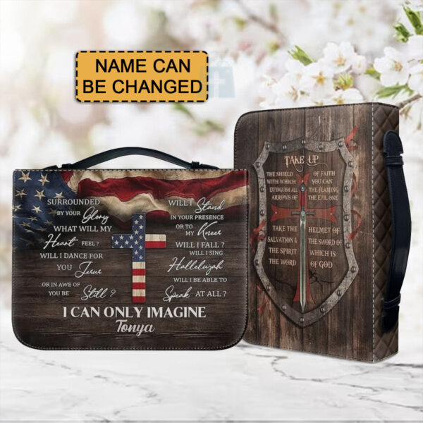 Christianartbag Bible Cover, I Can Only Imagine Bible Cover, Personalized Bible Cover, Flag American Bible Cover, Christian Gifts, CAB08101123. - Christian Art Bag