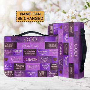 Christianartbag Bible Cover, GOD Says I Am Bible Cover, Personalized Bible Cover, Purple Bible Cover, Christian Gifts, CAB14161123. - Christian Art Bag