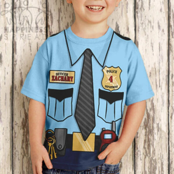 Custom Name and Number Police Officer Shirt, Personalized Boys Policeman Birthday T-Shirt, Birthday Shirt, Police Birthday Shirt, Police Costume-Christian Art Bag